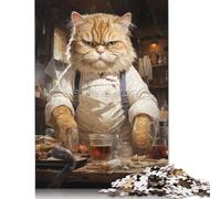 Puzzle 1000 pièces pour Adultes, Grand Chef Cuisinier, Chat, Jeu éducatif, décoration familiale, 1000 pièces (38 x 26 cm)