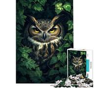 Puzzle 1000 pièces pour Adultes Grand-duc d'Amérique dans Le Feuillage Niveau Difficile Jeu éducatif pour Les 14 Ans et Plus (50x75cm)