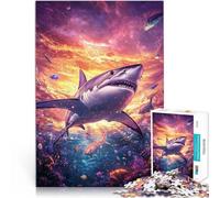 Puzzle 1000 pièces pour Adultes Grand Requin Blanc sous l'eau Réduction du Stress intéressante Décoration Parfaite 38x26cm