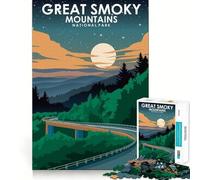 Puzzle 1000 pièces pour Adultes Great Smoky Mountains Star Sharp Edge,Jeu de réflexion Amusant et Calme,Cadeau de Noël apaisant (38x26cm)