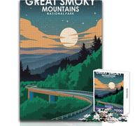 Puzzle 1000 pièces pour Adultes - Great Smoky Mountains Star Toy - Jeu intellectuel - Idéal pour se détendre à la Maison - Cadeau Amusant - Dimensions 38x52cm