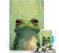 Puzzle 1000 pièces pour Adultes Grenouille à Regard Vert Jouet éducatif d'apprentissage Cadeau d'anniversaire, Cadeaux, décoration Murale 50x70cm