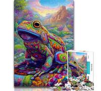 Puzzle 1000 pièces pour Adultes, Grenouille psychédélique, Stimulant et Stimulant, Cadeau d'anniversaire Unique pour Les 14 Ans et Plus, 38x26cm