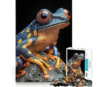 Puzzle 1000 pièces pour adultes, grenouille venimeuse bleue et jaune, bords propres, jeu de logique, passe-temps, décoration de Noël (38 x 26 cm)