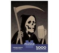 Puzzle 1000 Pièces pour Adultes Grim Reaper with Beer Puzzles pour Adultes, Jouets Anti-Stress, Modèle À Assembler, Idéal comme Cadeau 52x38cm/1000pcs