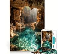 Puzzle 1000 pièces pour Adultes,Grotte et Piscine avec lumière du Soleil,Facile à Nettoyer,décor,Jouet d'exercice cérébral,Jeu Confortable pour Les Moments de détente,Jeu Amusant pour Un Anniversaire