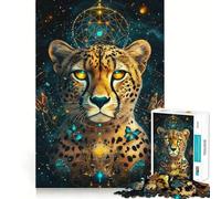 Puzzle 1000 pièces pour Adultes Guépard Cosmos Coupe serrée Casse-tête Amusant Cadeau Loisirs et Divertissement Décoration de Noël (38x26cm)