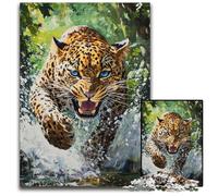 Puzzle 1000 pièces pour Adultes Guépard Courant Puzzle en Bois Casse-tête, Anniversaire et Cadeaux Uniques pour Les 14 Ans et Plus 50x75cm