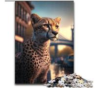 Puzzle 1000 pièces pour Adultes Guépard en Europe Puzzle en Carton, pour Les Anniversaires, Les fêtes et la décoration intérieure 1000 pièces(26x38cm)