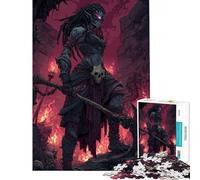 Puzzle 1000 pièces pour Adultes Guerrier Elfe Noir dans Les ruines Difficile et Stimulant Jeu Amusant pour Toute la Famille à partir de 14 Ans 38x52cm