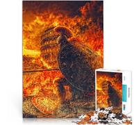 Puzzle 1000 pièces pour Adultes Guerrier Romain en Flammes Jouets de Divertissement Familial Une œuvre d'art 38x26cm
