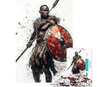 Puzzle 1000 pièces pour Adultes Guerrier zoulou Africain Jeu de réflexion Une œuvre d'art pour Un Anniversaire ou Noël (Dimensions 50x75cm)