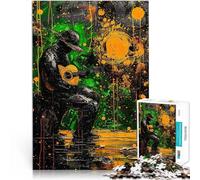 Puzzle 1000 pièces pour Adultes Guitare de Cow-Boy Solitaire Entraînez Votre Cerveau et Vos Mains Œuvre d'art 38x26cm
