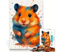 Puzzle 1000 pièces pour Adultes Hamster Aquarelle Jeu de logique Découpe précise Bords Lisses pour Les réunions de Famille (50x75cm)