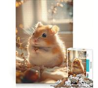 Puzzle 1000 pièces pour Adultes Hamster Mignon Tenant Une Graine, Jeu Impossible, Analyse et logique, renforce l'amour Entre Les Couples 38x26cm