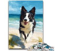 Puzzle 1000 pièces pour Adultes Happy Border Collie Jeu de réflexion Jeu éducatif pour Anniversaire, Noël pour Les 14 Ans 26x38cm