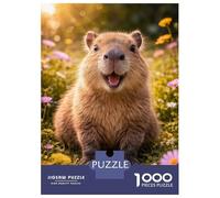 Puzzle 1000 Pièces pour Adultes Happy Capybara in A Field of Flowers Puzzles pour Adultes, Jeu De Réflexion Difficile, Cadeau Unique pour Un Anniversaire Ou Noël 70x50cm/1000pcs