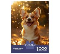 Puzzle 1000 Pièces pour Adultes Happy Corgi in Golden Light Puzzle Casse-tête Jeu De Réflexion Cadeau pour Femmes Difficile Et Stimulant 52x38cm/1000pcs