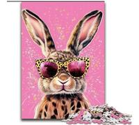Puzzle 1000 pièces pour Adultes Happy Rabbit, Anti-Stress, défi Difficile avec Affiche et fiche de Questions-réponses Assorties 26x38cm