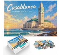 Puzzle 1000 pièces pour Adultes, Hassan II Mosque Minimalist Sunset View | Pour un loisir concentré : ce puzzle pour adultes de 1000 pièces peut se répartir sur plusieurs séances.