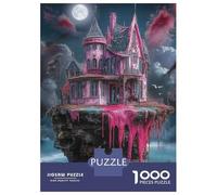 Puzzle 1000 Pièces pour Adultes Haunting Pink Castle on Cliff Puzzles pour Adultes Analyse Et Logique Liste De Souhaits avec Le Père Noël Cadeaux Uniques pour Un Anniversaire Et Noël 38x26cm/1000pcs