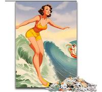 Puzzle 1000 pièces pour Adultes Hawaii Surfer Girl, Jouet éducatif et décompressant, idéal comme Cadeau pour Toute la Famille 26x38cm
