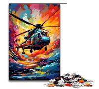 Puzzle 1000 pièces pour Adultes Hélicoptère entouré d'éclaboussures Puzzle coloré Décoration Murale Convient pour la décoration de Bureau 75 x 50 cm