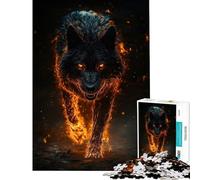 Puzzle 1000 pièces pour Adultes Hellfire Black Alpha Wolf Jeu éducatif défi Jouet Relaxant mais Aussi idée Cadeau Amusante et Humoristique (Dimensions 38x52cm)