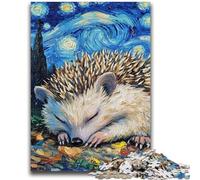Puzzle 1000 pièces pour Adultes Hérisson Ciel Nocturne Jeux éducatifs Décoration de la Maison Jeu éducatif pour Anniversaire, Noël 26x38cm