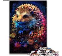 Puzzle 1000 pièces pour Adultes Hérisson coloré en Bois, pour Noël et Le Nouvel an, Cadeau de Vacances 50x75cm pour Un Jeu interactif en Famille