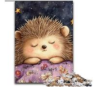 Puzzle 1000 pièces pour Adultes Hérisson endormi en Carton,ce Qui en Fait Un Excellent Cadeau pour s'amuser en Famille 38x26CM pour la décoration intérieure,l'entraînement cérébral et Les Cadeaux