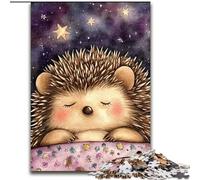 Puzzle 1000 pièces pour Adultes Hérisson endormi Puzzles pour Adultes 1000 Idéal Cadeau de Vacances ou d'anniversaire, Jouet de Jeu de fête 26X38CM