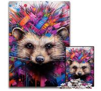 Puzzle 1000 pièces pour Adultes Hérisson Graffiti Puzzle en Bois Idéal pour Les Amoureux, Cadeau Parfait pour Noël, Nouvel an, Saint-Valentin 50x75cm / 19,68x29,52 Pouces