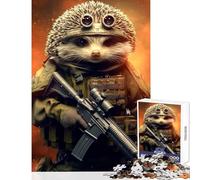 Puzzle 1000 pièces pour Adultes Hérisson Soldat Jeu de Construction Facile Idée Cadeau Jeux relaxants avec Poster et fiche de Questions Assortis Dimensions 50x75cm