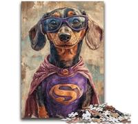 Puzzle 1000 pièces pour Adultes Héros Teckel Staycation Kill Time avec pièces entièrement emboîtables de Formes aléatoires 50x75cm