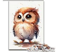 Puzzle 1000 pièces pour Adultes Hibou Aquarelle Puzzles Mignons en Carton, Cadeau de Noël, idéal pour Bureau, Chambre, Salon Décoration 1000 pièces(26x38cm)