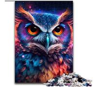 Puzzle 1000 pièces pour Adultes, Hibou coloré en Bois, idée Cadeau de Noël, Illustration Humoristique, Illustration détaillée 50x75cm, pour Anniversaire, Vacances, Noël, Halloween
