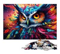 Puzzle 1000 pièces pour Adultes Hibou coloré psychédélique Puzzle Difficile Une œuvre d'art pour Adolescents de 14 Ans et Plus 1000 pièces (38 x 26 cm)