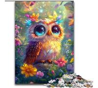 Puzzle 1000 pièces pour Adultes Hibou Fleurs, à partir de 14 Ans Un Jeu Stimulant à Offrir à Toute la Famille et aux Amis (Taille 26x38cm)