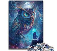 Puzzle 1000 pièces pour Adultes Hibou la Nuit Aide Le Cerveau à exercer Jouets addictifs pour cultiver la Patience Convient aux Couples 26x38cm