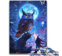 Puzzle 1000 pièces pour Adultes Hibou la Nuit, Jouets éducatifs et éducatifs, décoration d'intérieur Unique et Cadeaux pour Les 14 Ans et Plus 26x38cm