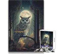 Puzzle 1000 pièces pour Adultes - Hibou Nuit - Jeu de défi Unique - Course de Vitesse Manuelle - Jouet éducatif - Dimensions:50x75cm