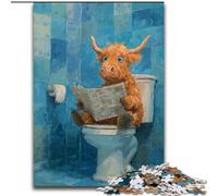 Puzzle 1000 pièces pour Adultes Highland Cow Puzzle 1000 pièces Cadeau de Noël Adolescent Réduction du Stress Cool Cadeau Unique pour la Famille 50X75CM