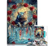 Puzzle 1000 pièces pour Adultes Hippo Dream Catcher, Jouets éducatifs et éducatifs pour la Famille, renforce l'amour Entre Les Couples 38x26cm