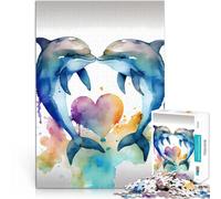 Puzzle 1000 pièces pour Adultes Histoire d'amour d'un Couple de Dauphins défi éducatif Jeu éducatif pour Anniversaire, Noël 52x38cm