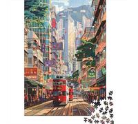 Puzzle 1000 Pièces pour Adultes Hong Kong Street Scene Puzzle Adulte - Jeux Relaxants - Course De Vitesse Manuelle - Cadeau d'anniversaire Unique 70x50cm/1000pcs