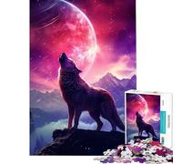 Puzzle 1000 pièces pour Adultes Howling Wolf Galaxy Modèle Difficile et Stimulant Jeu Pratique d'assemblage Convient aux Personnes de 14 Ans et Plus (38x26cm)