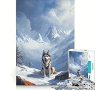 Puzzle 1000 pièces pour Adultes Husky sibérien dans la Neige Jeu éducatif Difficile et Stimulant défi Unique 38x52cm