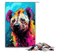 Puzzle 1000 pièces pour Adultes Hyène Africaine éclaboussures Beaucoup de Couleurs denses Puzzle Pratique Jeu Unique Décoration d'intérieur et Cadeaux 75x50cm