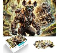 Puzzle 1000 pièces pour Adultes Hyène Steampunk dans la Jungle Compétition de Vitesse Manuelle Jeu de défi Unique 75x50cm